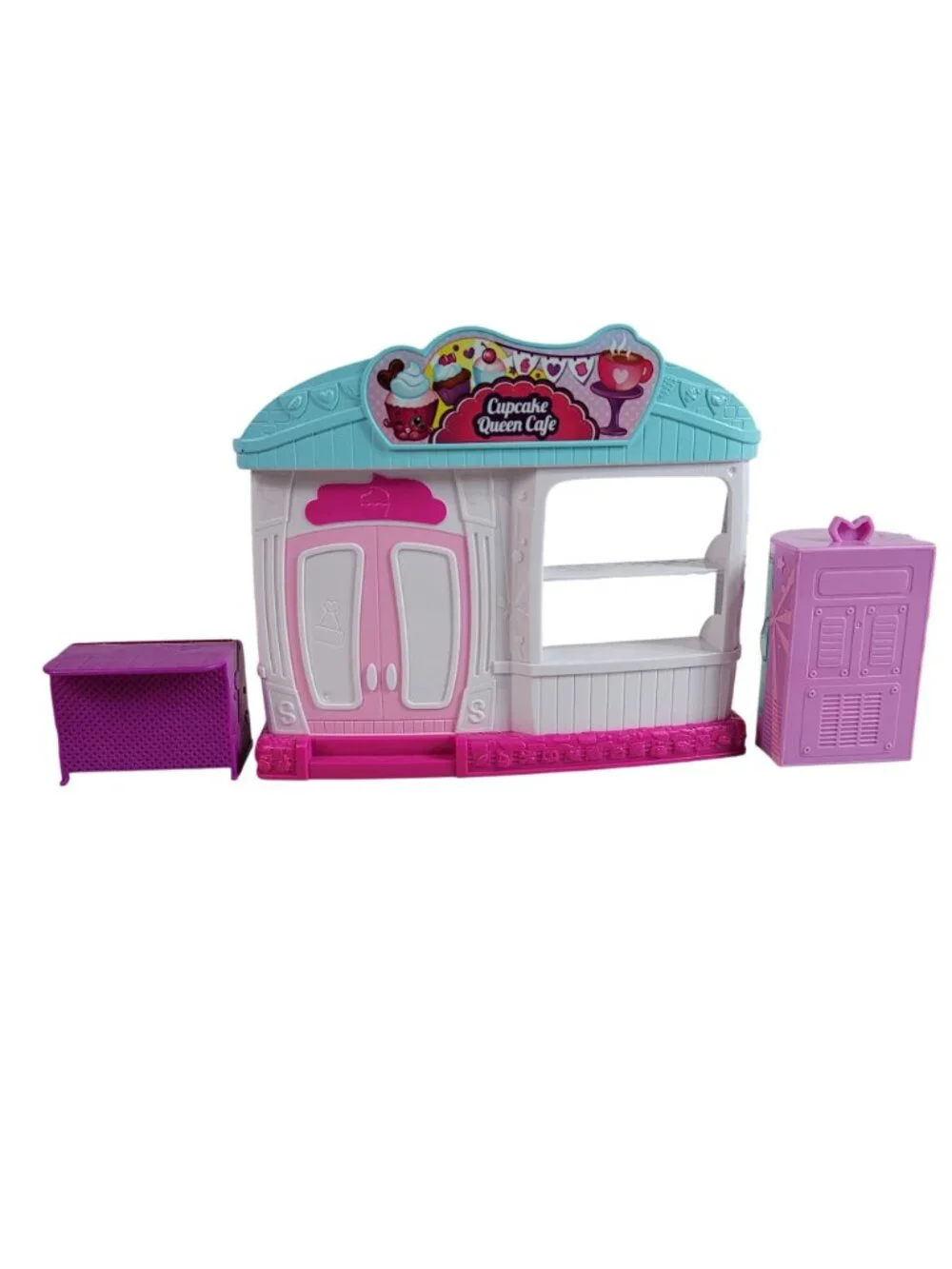 Shopkins Food Fair Cupcake Queen Cafe Playset Sweet Treats Display Case Access